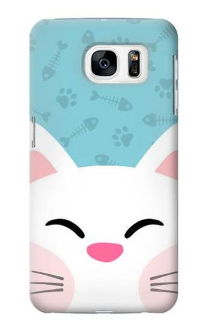 S3542 かわいい猫漫画 Cute Cat Cartoon Samsung Galaxy S7 バックケース、フリップケース・カバー
