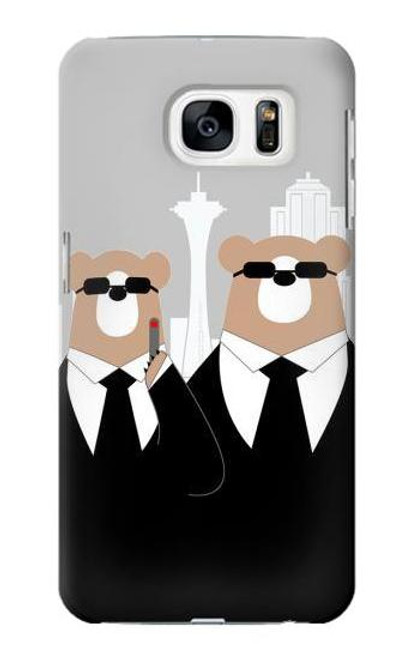 S3557 黒いスーツのクマ Bear in Black Suit Samsung Galaxy S7 バックケース、フリップケース・カバー