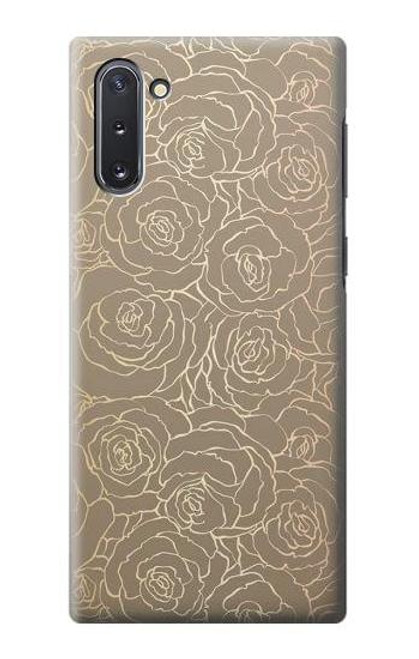 S3466 ゴールドローズ柄 Gold Rose Pattern Samsung Galaxy Note 10 バックケース、フリップケース・カバー