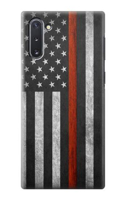 S3472 消防士細い赤線旗 Firefighter Thin Red Line Flag Samsung Galaxy Note 10 バックケース、フリップケース・カバー