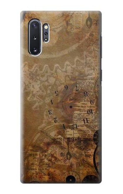 S3456 ヴィンテージ紙時計スチームパンク Vintage Paper Clock Steampunk Samsung Galaxy Note 10 Plus バックケース、フリップケース・カバー