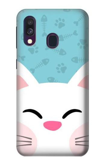 S3542 かわいい猫漫画 Cute Cat Cartoon Samsung Galaxy A40 バックケース、フリップケース・カバー