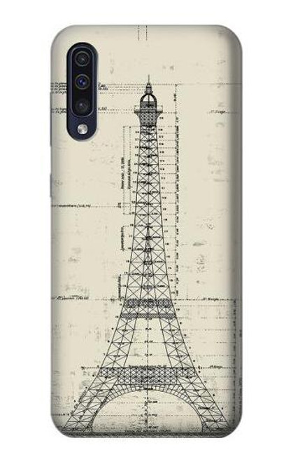 S3474 エッフェル建築図面 Eiffel Architectural Drawing Samsung Galaxy A50 バックケース、フリップケース・カバー