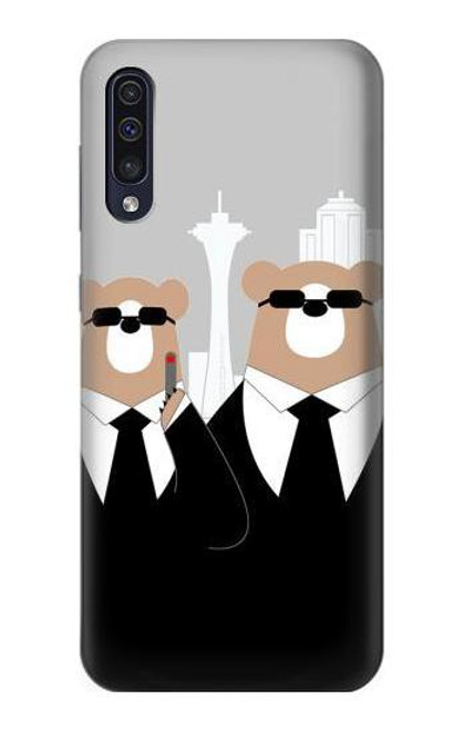 S3557 黒いスーツのクマ Bear in Black Suit Samsung Galaxy A70 バックケース、フリップケース・カバー