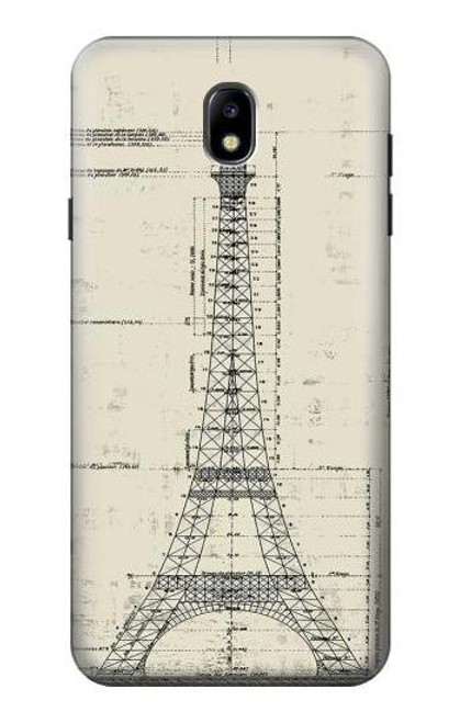 S3474 エッフェル建築図面 Eiffel Architectural Drawing Samsung Galaxy J7 (2018), J7 Star バックケース、フリップケース・カバー