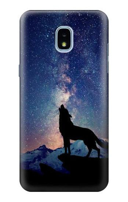 S3555 狼 Wolf Howling Million Star Samsung Galaxy J3 (2018), J3 Star バックケース、フリップケース・カバー