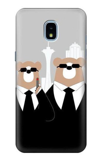 S3557 黒いスーツのクマ Bear in Black Suit Samsung Galaxy J3 (2018), J3 Star バックケース、フリップケース・カバー