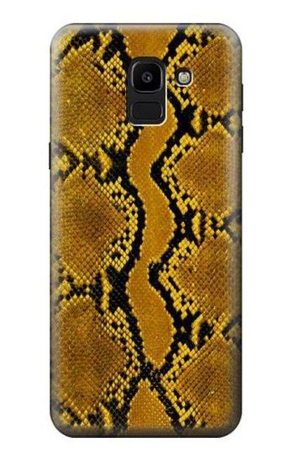 S3365 黄パイソンの皮膚 グラフィックプリント Yellow Python Skin Graphic Print Samsung Galaxy J6 (2018) バックケース、フリップケース・カバー