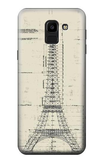 S3474 エッフェル建築図面 Eiffel Architectural Drawing Samsung Galaxy J6 (2018) バックケース、フリップケース・カバー