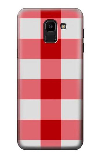 S3535 レッドギンガム Red Gingham Samsung Galaxy J6 (2018) バックケース、フリップケース・カバー