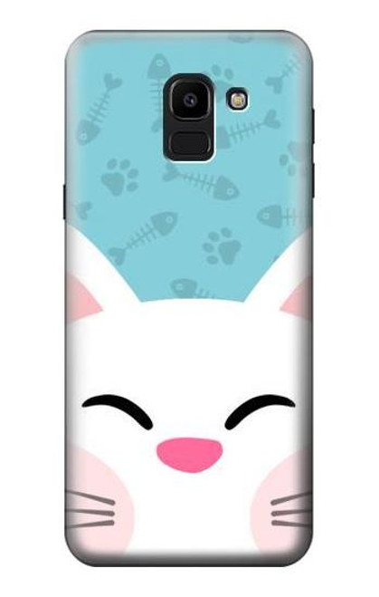 S3542 かわいい猫漫画 Cute Cat Cartoon Samsung Galaxy J6 (2018) バックケース、フリップケース・カバー