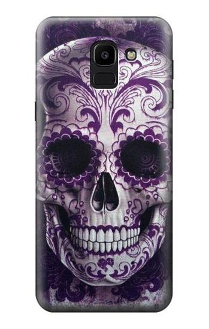 S3582 紫の頭蓋骨 Purple Sugar Skull Samsung Galaxy J6 (2018) バックケース、フリップケース・カバー