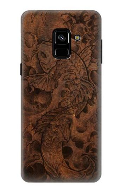 S3405 魚のタトゥーグラフィックプリント Fish Tattoo Leather Graphic Print Samsung Galaxy A8 (2018) バックケース、フリップケース・カバー