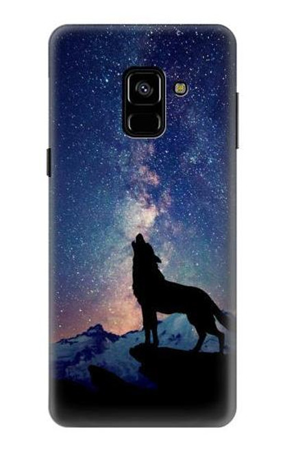 S3555 狼 Wolf Howling Million Star Samsung Galaxy A8 (2018) バックケース、フリップケース・カバー