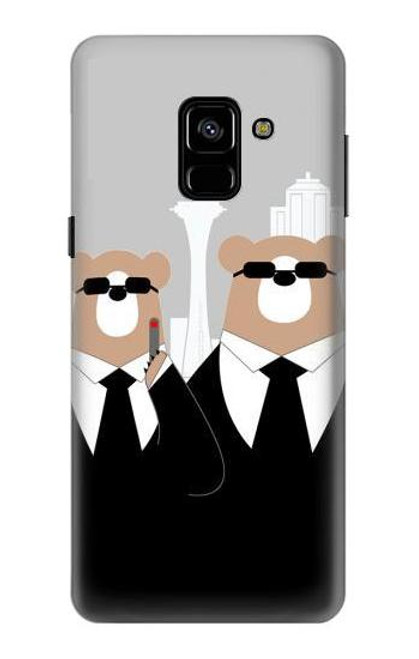 S3557 黒いスーツのクマ Bear in Black Suit Samsung Galaxy A8 (2018) バックケース、フリップケース・カバー