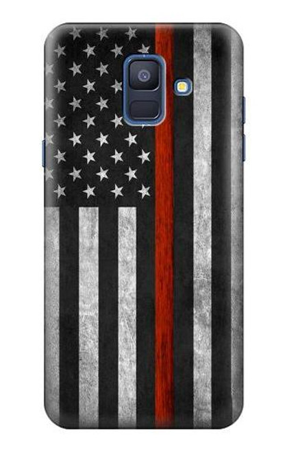 S3472 消防士細い赤線旗 Firefighter Thin Red Line Flag Samsung Galaxy A6 (2018) バックケース、フリップケース・カバー