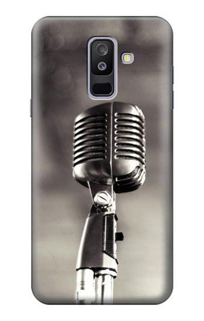 S3495 ヴィンテージのマイク Vintage Microphone Samsung Galaxy A6+ (2018), J8 Plus 2018, A6 Plus 2018  バックケース、フリップケース・カバー