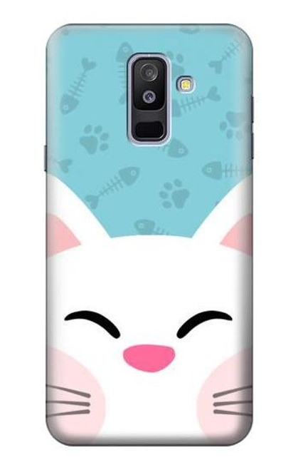 S3542 かわいい猫漫画 Cute Cat Cartoon Samsung Galaxy A6+ (2018), J8 Plus 2018, A6 Plus 2018  バックケース、フリップケース・カバー