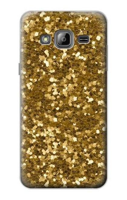 S3388 ゴールドラメグラフィックプリント Gold Glitter Graphic Print Samsung Galaxy J3 (2016) バックケース、フリップケース・カバー