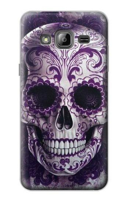 S3582 紫の頭蓋骨 Purple Sugar Skull Samsung Galaxy J3 (2016) バックケース、フリップケース・カバー