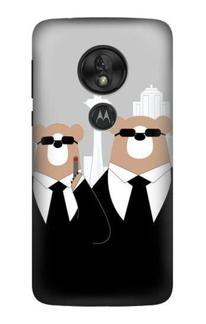 S3557 黒いスーツのクマ Bear in Black Suit Motorola Moto G7 Play バックケース、フリップケース・カバー