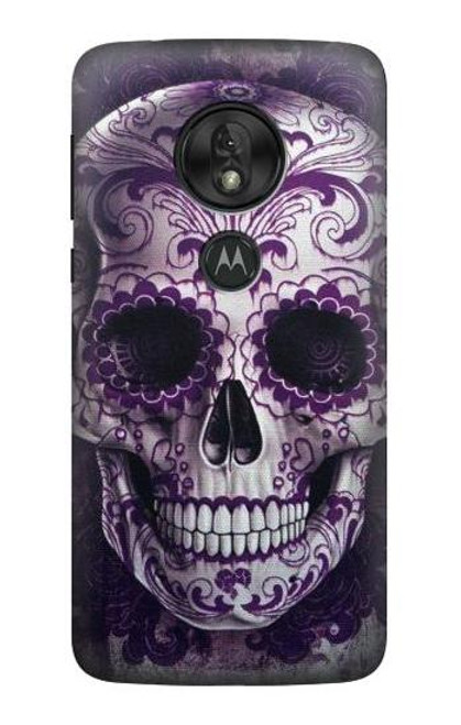 S3582 紫の頭蓋骨 Purple Sugar Skull Motorola Moto G7 Play バックケース、フリップケース・カバー