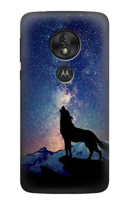 S3555 狼 Wolf Howling Million Star Motorola Moto G7 Power バックケース、フリップケース・カバー