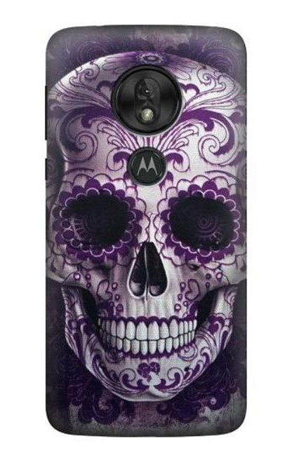 S3582 紫の頭蓋骨 Purple Sugar Skull Motorola Moto G7 Power バックケース、フリップケース・カバー