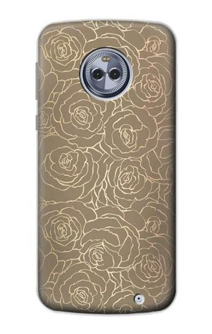 S3466 ゴールドローズ柄 Gold Rose Pattern Motorola Moto X4 バックケース、フリップケース・カバー
