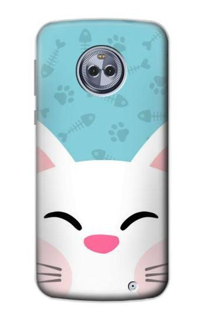 S3542 かわいい猫漫画 Cute Cat Cartoon Motorola Moto X4 バックケース、フリップケース・カバー