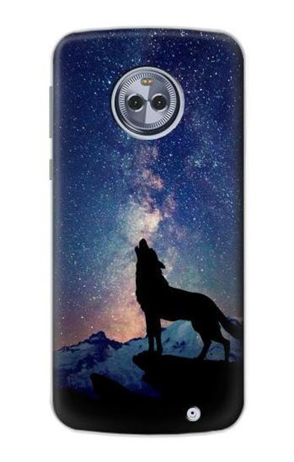 S3555 狼 Wolf Howling Million Star Motorola Moto X4 バックケース、フリップケース・カバー