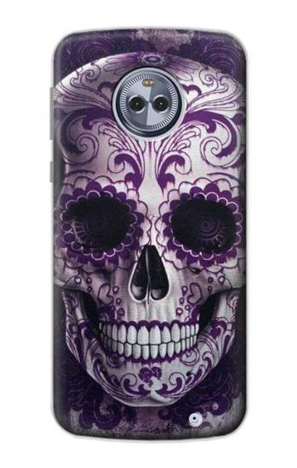 S3582 紫の頭蓋骨 Purple Sugar Skull Motorola Moto X4 バックケース、フリップケース・カバー
