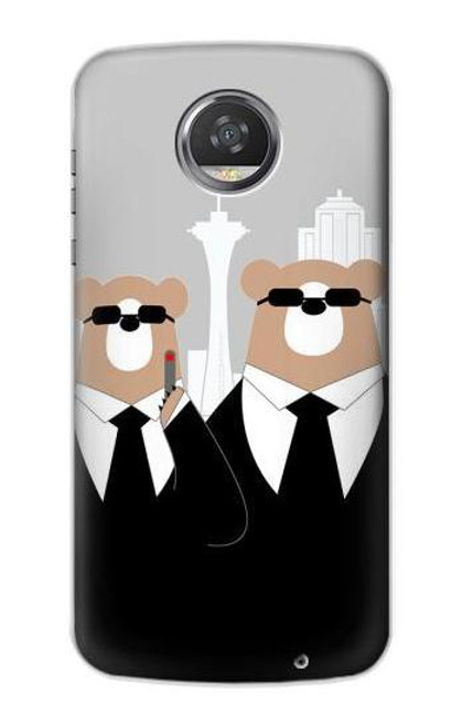 S3557 黒いスーツのクマ Bear in Black Suit Motorola Moto Z2 Play, Z2 Force バックケース、フリップケース・カバー