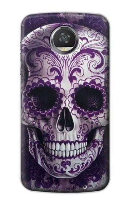 S3582 紫の頭蓋骨 Purple Sugar Skull Motorola Moto Z2 Play, Z2 Force バックケース、フリップケース・カバー