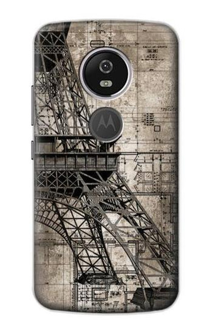 S3416 エッフェル塔の設計図 Eiffel Tower Blueprint Motorola Moto E5 Plus バックケース、フリップケース・カバー