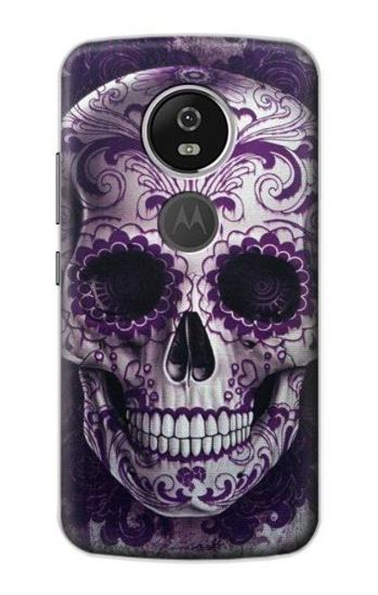 S3582 紫の頭蓋骨 Purple Sugar Skull Motorola Moto E5 Plus バックケース、フリップケース・カバー