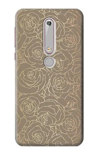 S3466 ゴールドローズ柄 Gold Rose Pattern Nokia 6.1, Nokia 6 2018 バックケース、フリップケース・カバー