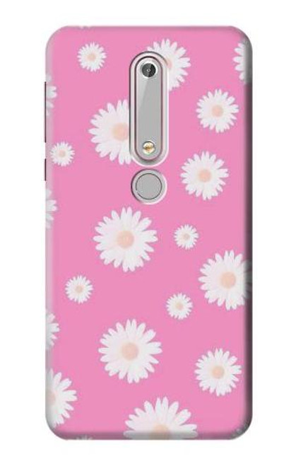 S3500 ピンクの花柄 Pink Floral Pattern Nokia 6.1, Nokia 6 2018 バックケース、フリップケース・カバー