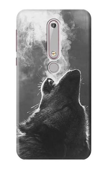 S3505 オオカミ Wolf Howling Nokia 6.1, Nokia 6 2018 バックケース、フリップケース・カバー