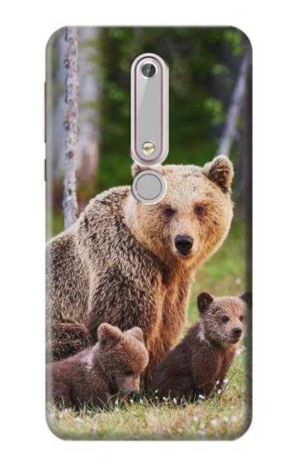 S3558 くまの家族 Bear Family Nokia 6.1, Nokia 6 2018 バックケース、フリップケース・カバー