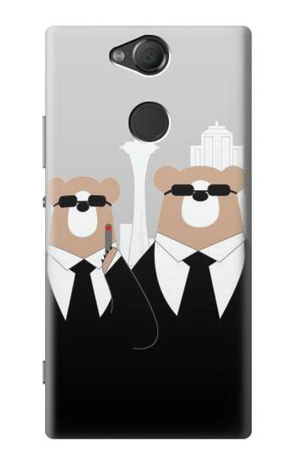 S3557 黒いスーツのクマ Bear in Black Suit Sony Xperia XA2 バックケース、フリップケース・カバー