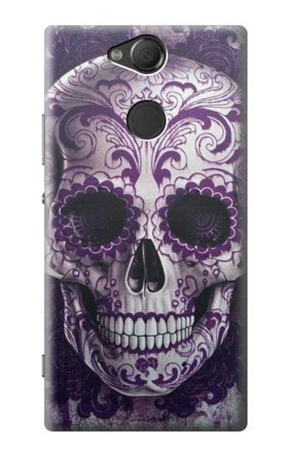 S3582 紫の頭蓋骨 Purple Sugar Skull Sony Xperia XA2 バックケース、フリップケース・カバー