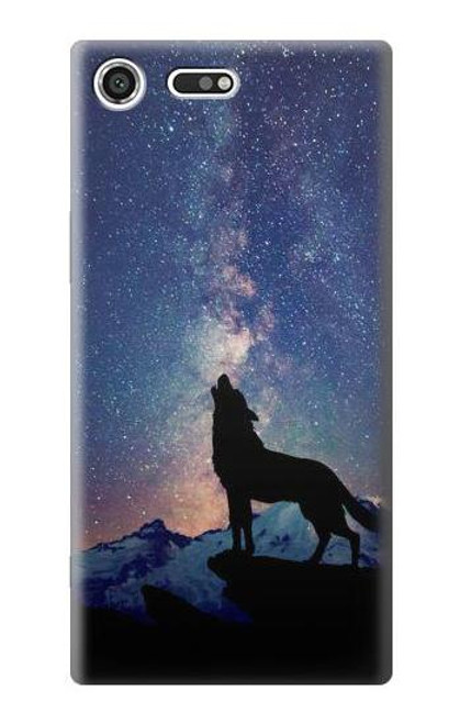 S3555 狼 Wolf Howling Million Star Sony Xperia XZ Premium バックケース、フリップケース・カバー