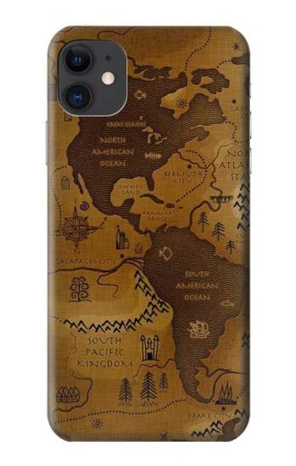 S2861 アンティークの世界地図 Antique World Map iPhone 11 バックケース、フリップケース・カバー