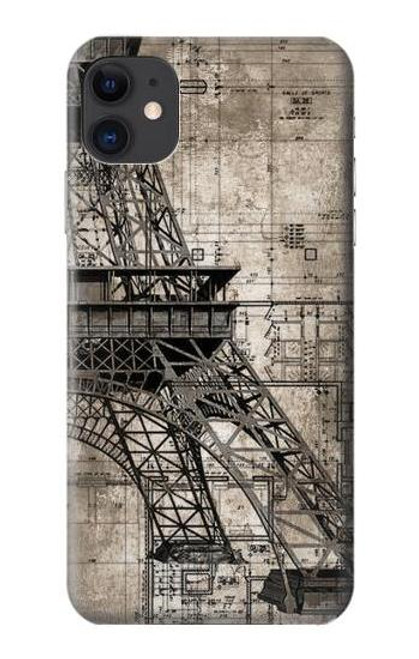 S3416 エッフェル塔の設計図 Eiffel Tower Blueprint iPhone 11 バックケース、フリップケース・カバー