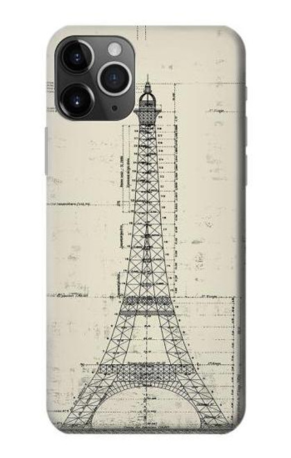 S3474 エッフェル建築図面 Eiffel Architectural Drawing iPhone 11 Pro バックケース、フリップケース・カバー