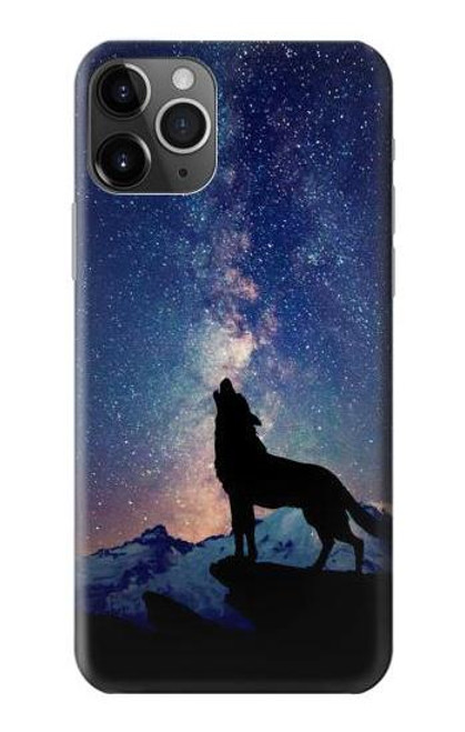 S3555 狼 Wolf Howling Million Star iPhone 11 Pro バックケース、フリップケース・カバー