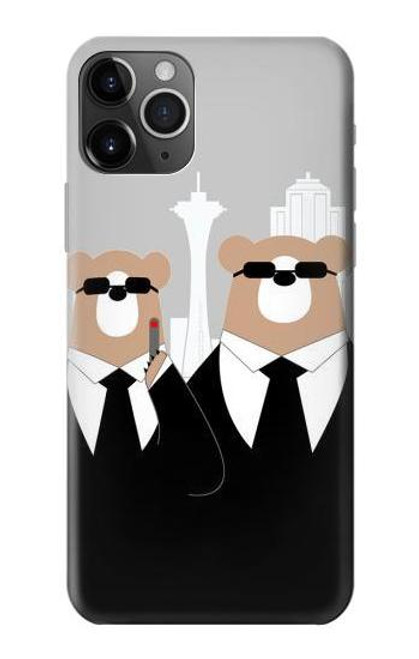 S3557 黒いスーツのクマ Bear in Black Suit iPhone 11 Pro バックケース、フリップケース・カバー