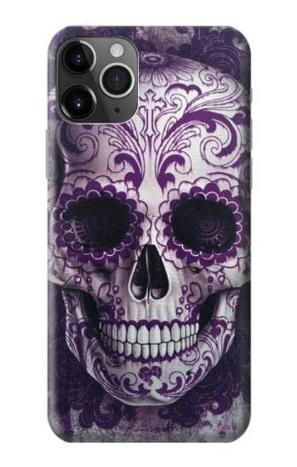 S3582 紫の頭蓋骨 Purple Sugar Skull iPhone 11 Pro バックケース、フリップケース・カバー