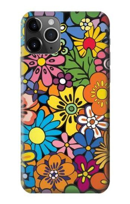 S3281 カラフルなヒッピーの花のパターン Colorful Hippie Flowers Pattern iPhone 11 Pro Max バックケース、フリップケース・カバー